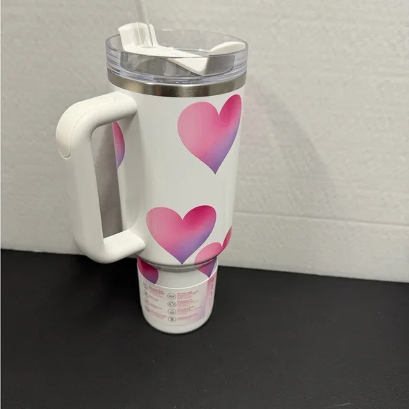 Stanley Pink and White Heart Quencher Tumbler - Picture 2 of 5